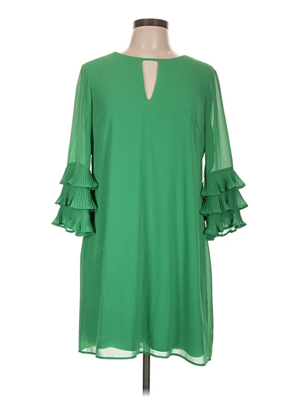 Vince Camuto Green Ruffle Sleeve Shift Dress - Women's